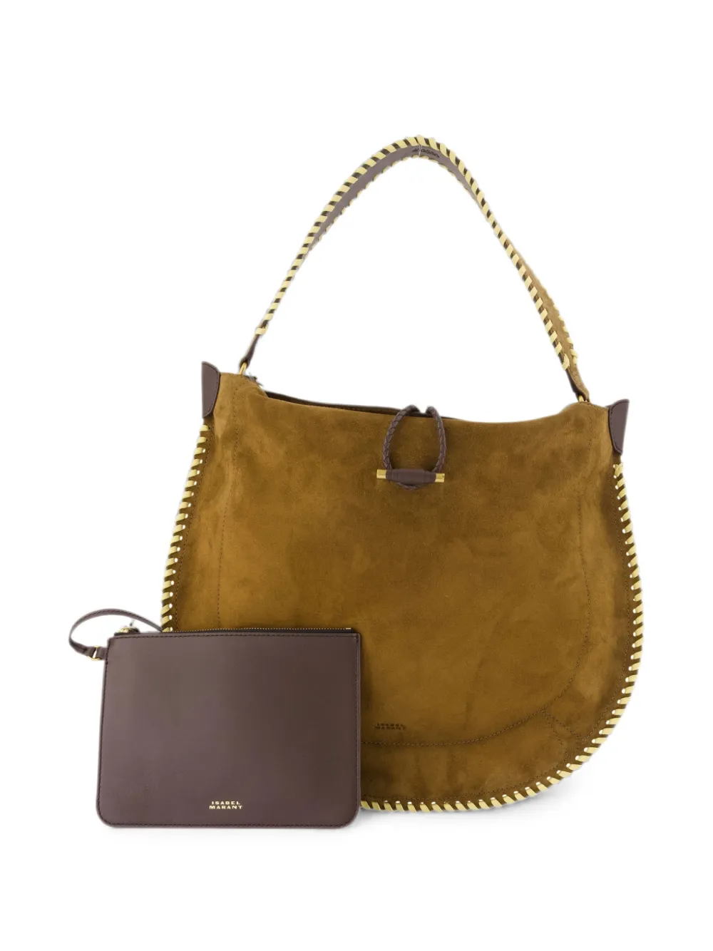 ISABEL MARANT Oskan leren shopper met stiksels Bruin