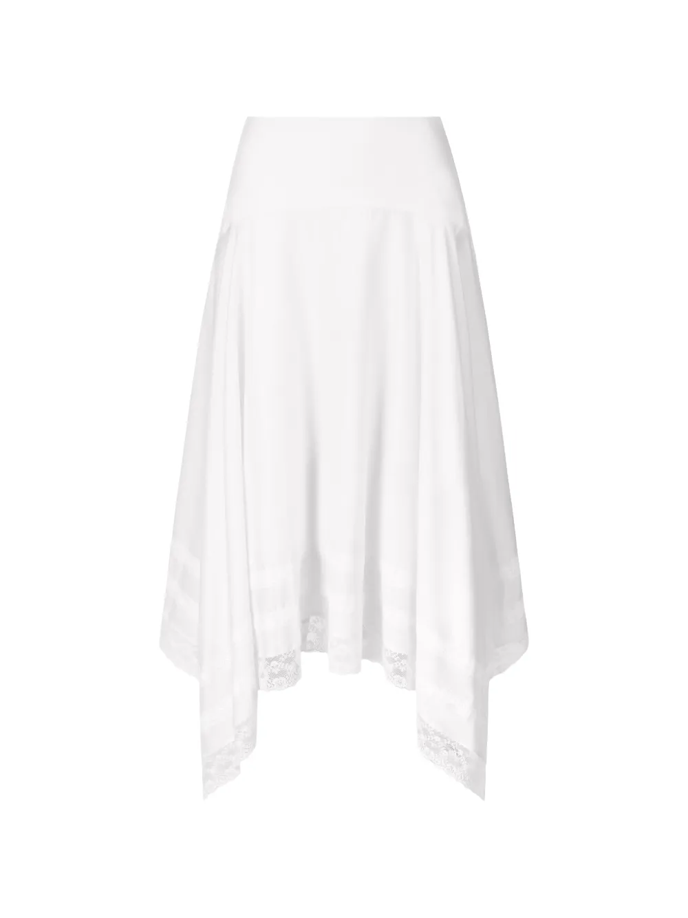 STAUD Ainsley lace-trim handkerchief-hem asymmetric skirt - Bianco