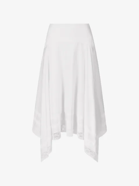 STAUD Ainsley lace-trim handkerchief-hem asymmetric skirt