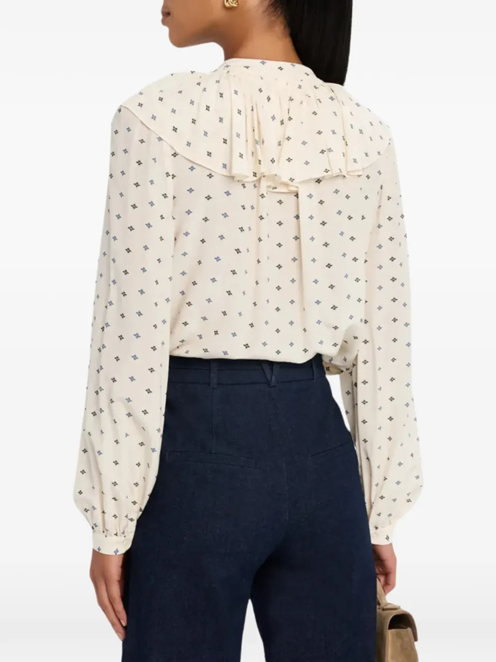 Veronica Beard Gomez blouse met ruches Beige