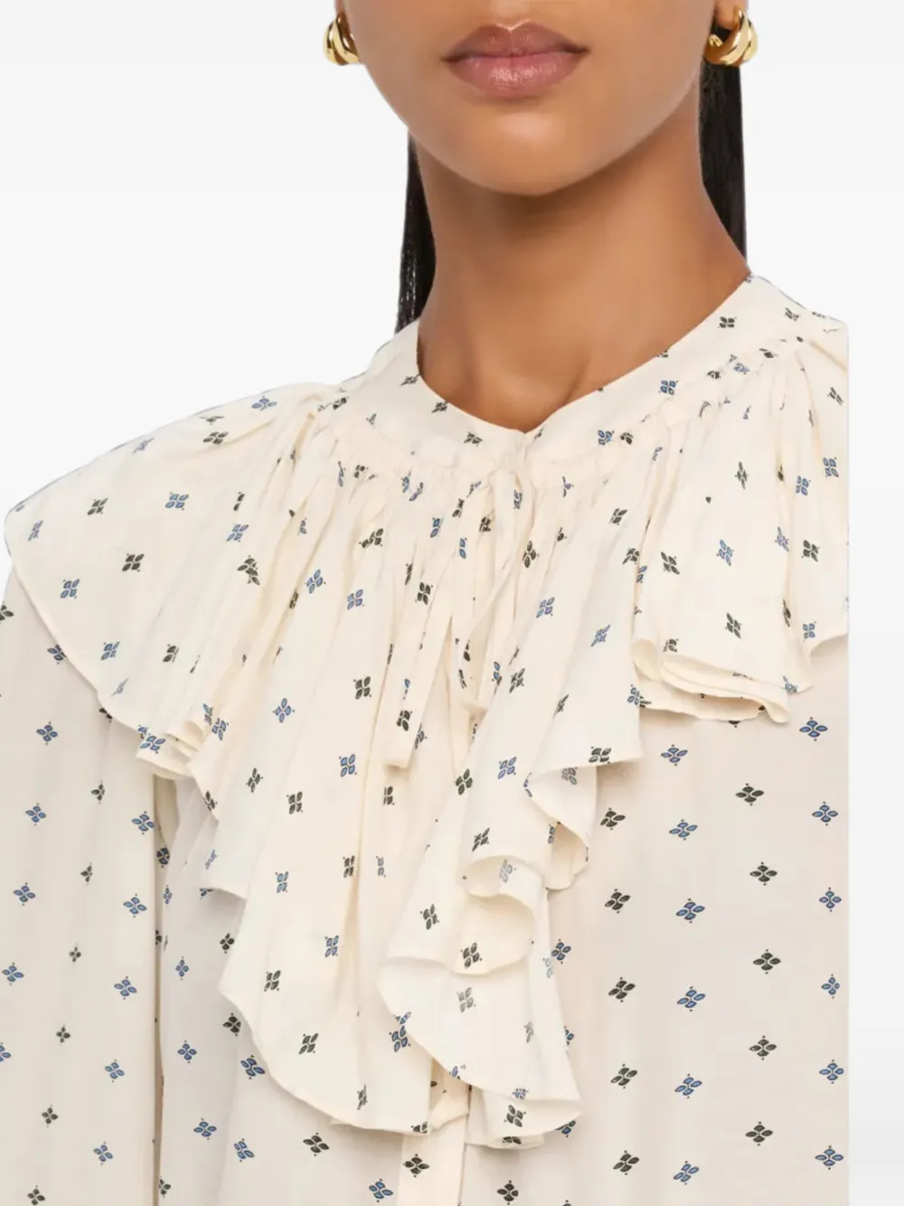 Veronica Beard Gomez blouse met ruches Beige
