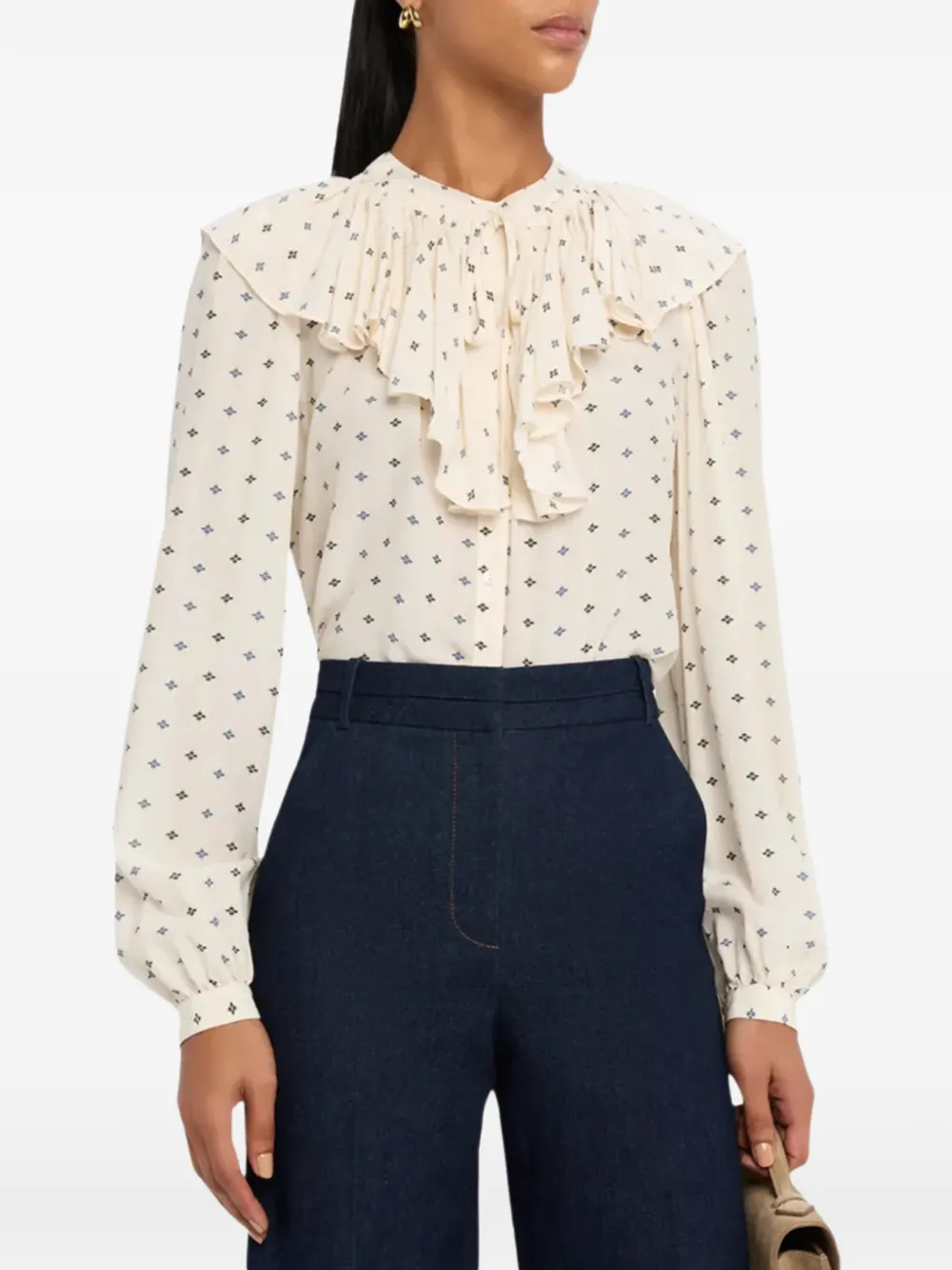 Veronica Beard Gomez blouse met ruches Beige