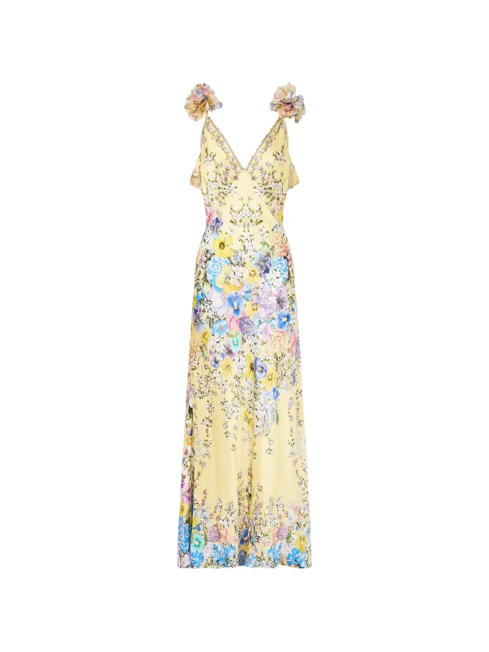 Camilla v-neck floral-print maxi dress - Yellow