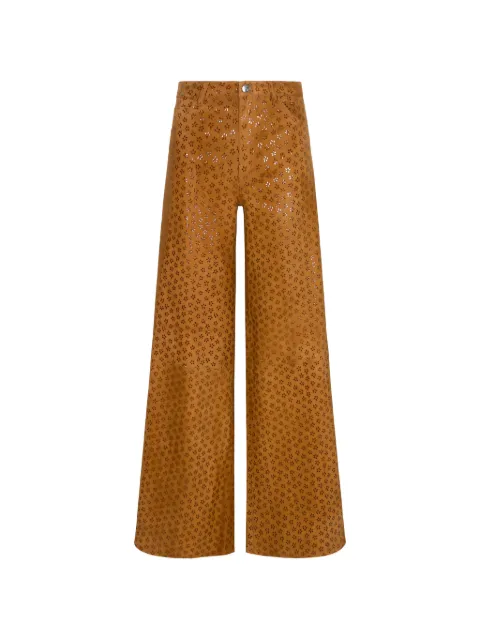 Sprwmn floral-print suede trousers
