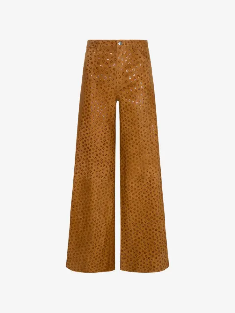 Sprwmn pantalones de ante con estampado floral