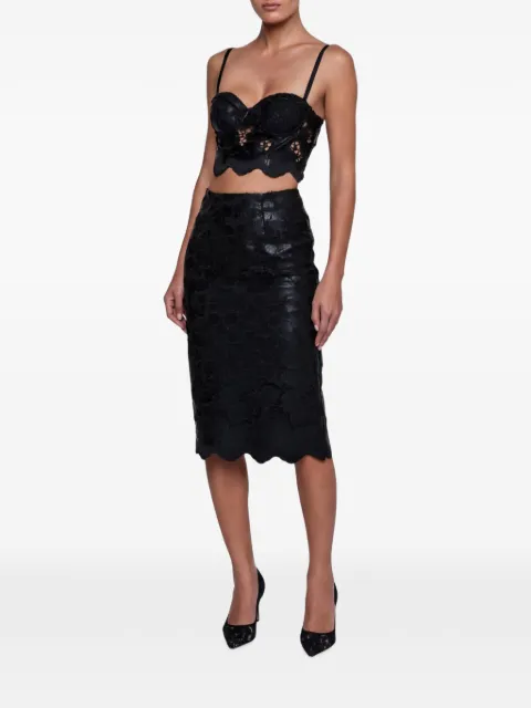 L'Agence Royal lace-overlay midi skirt