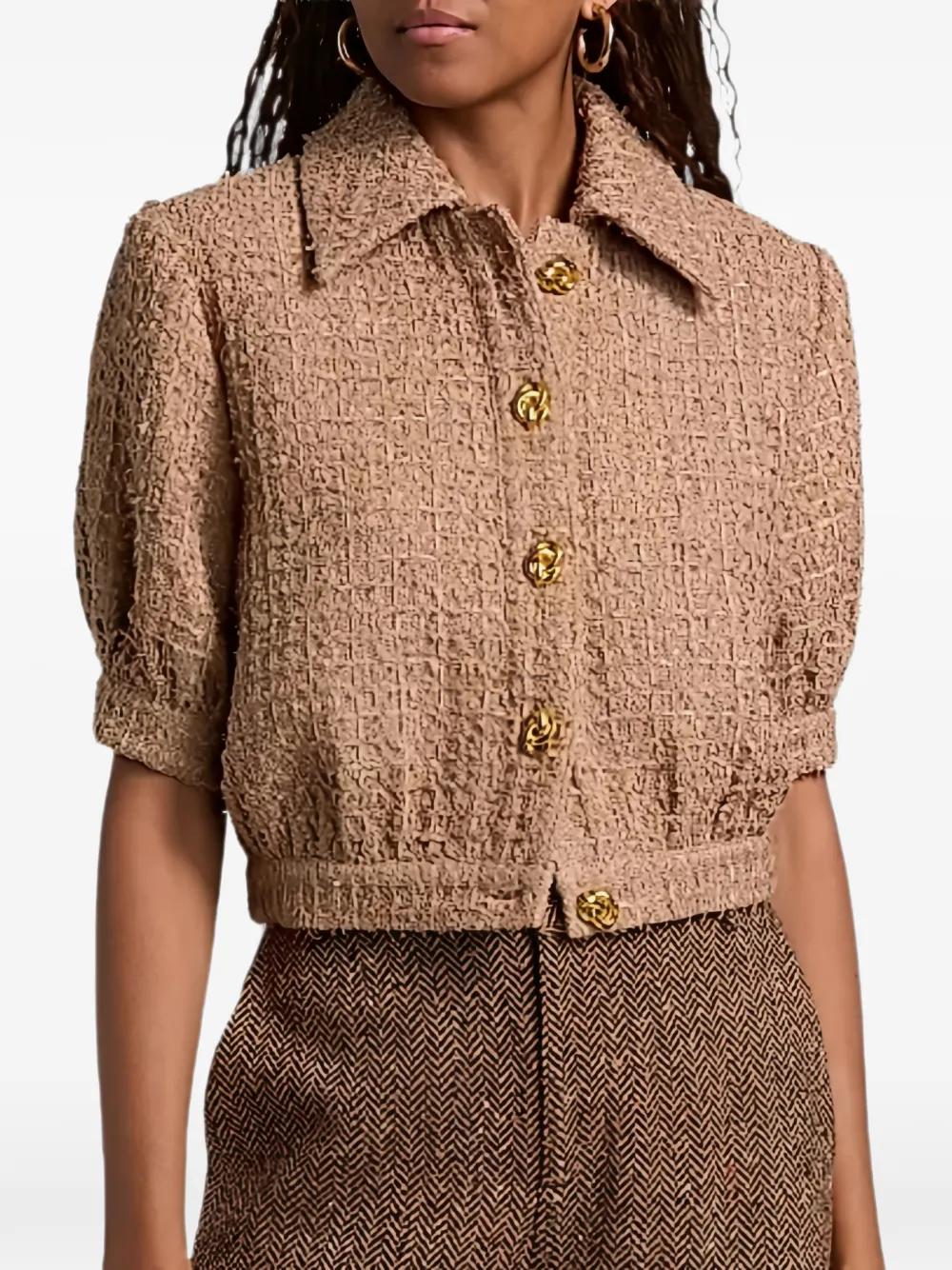 L'Agence tweed cropped jacket Bruin