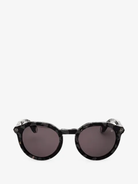 Philipp Plein tortoiseshell-effect round-frame sunglasses