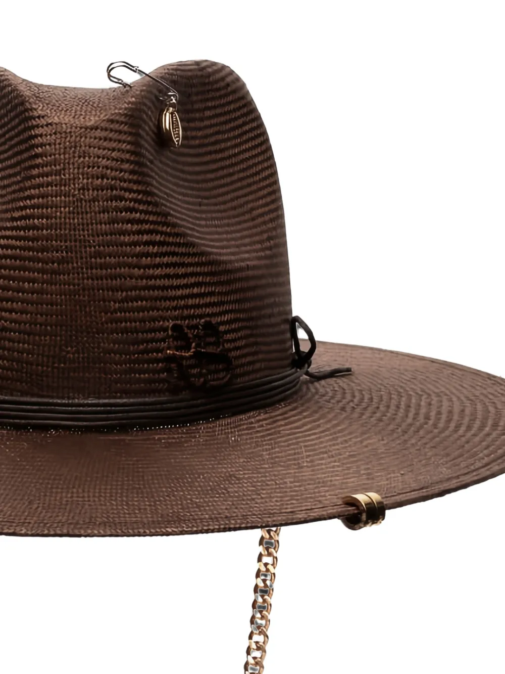 Ruslan Baginskiy Stro fedora hoed met kettingband Bruin