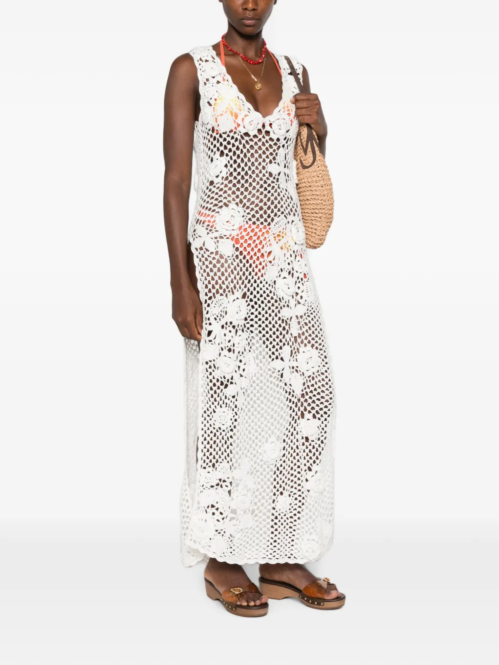 GANNI Tulen maxi-jurk Wit