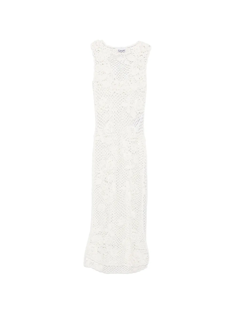 GANNI floral-appliqué maxi dress - Bianco