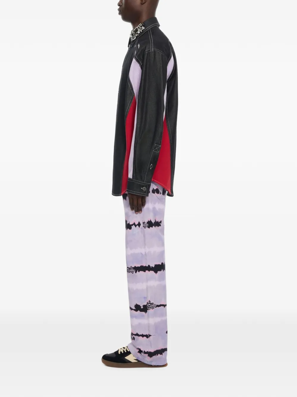 Off-White Jack met colourblocking en verfraaid met kristallen Zwart
