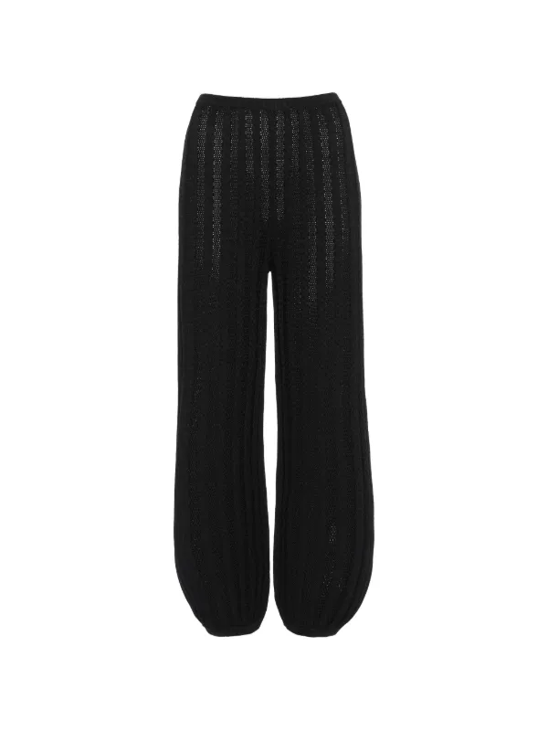 Eres Longitude Pointelle-knit Trousers in Black