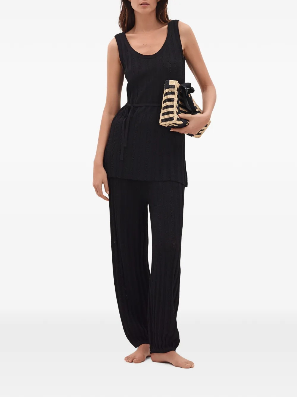 ERES Longitude pointelle-knit trousers Zwart