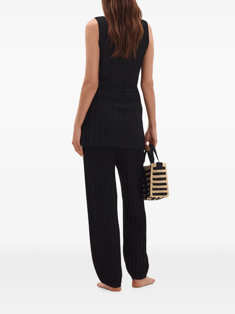 ERES Longitude pointelle-knit trousers Zwart