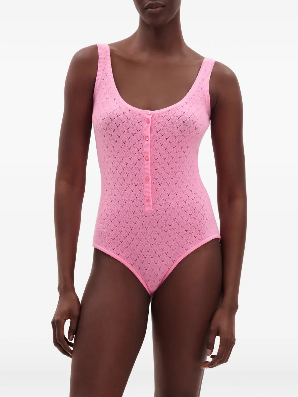 ERES Gourmandize pointelle gebreide body met knopen Roze