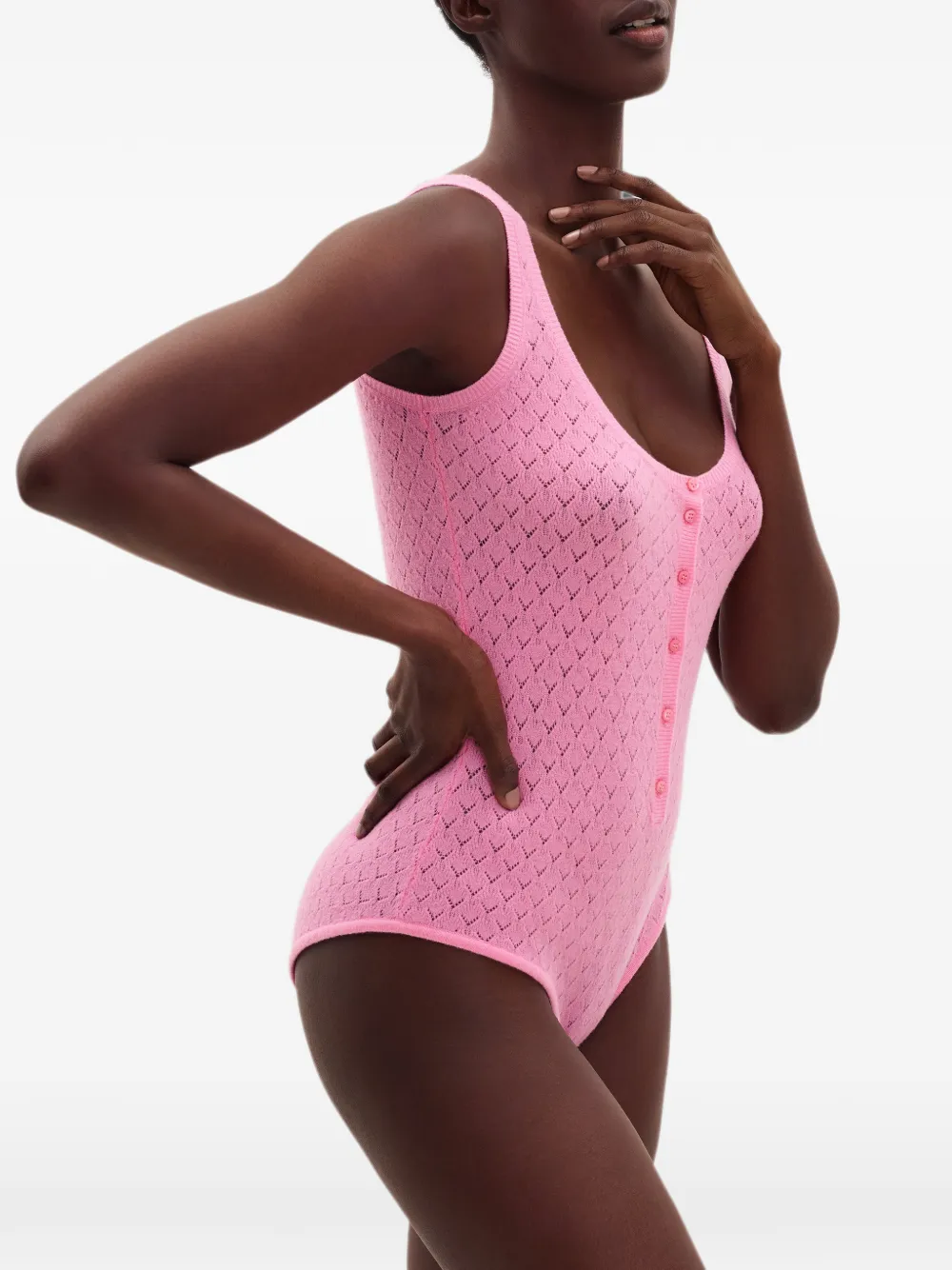 ERES Gourmandize pointelle gebreide body met knopen Roze
