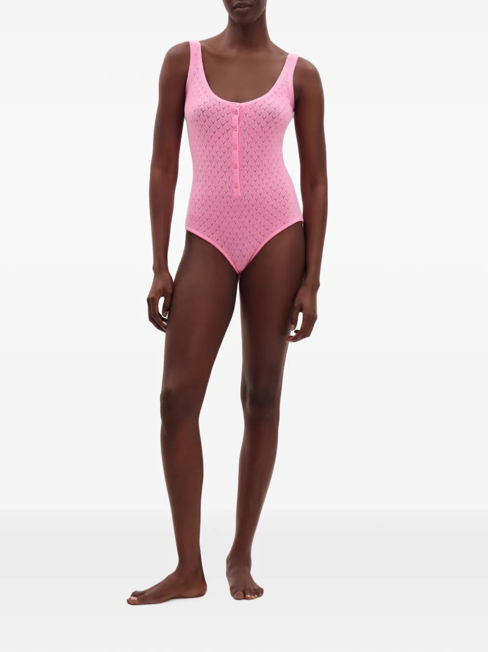 ERES Gourmandize pointelle gebreide body met knopen Roze