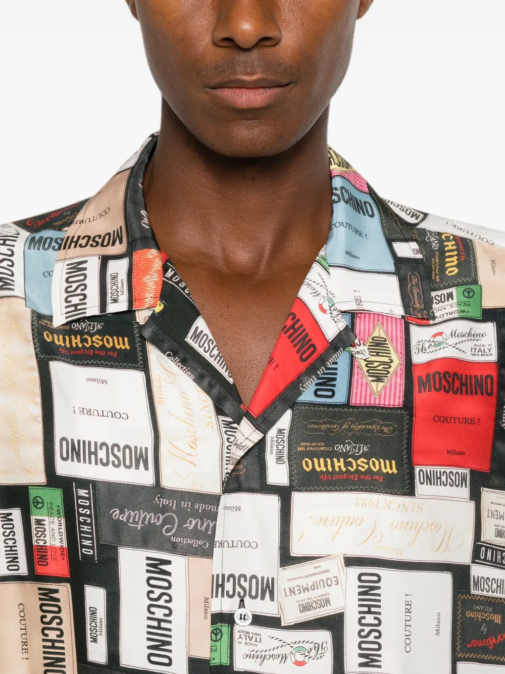 Moschino Overhemd met logopatch en korte mouwen Wit