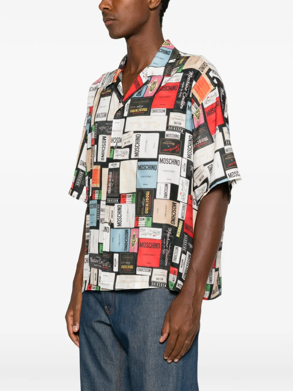 Moschino Overhemd met logopatch en korte mouwen Wit