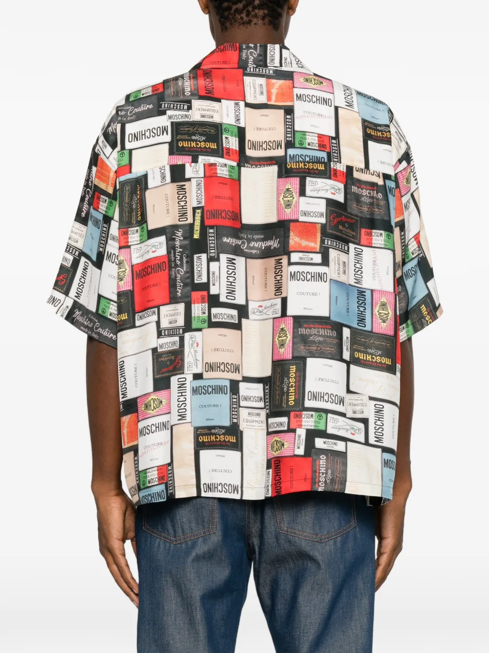 Moschino Overhemd met logopatch en korte mouwen Wit