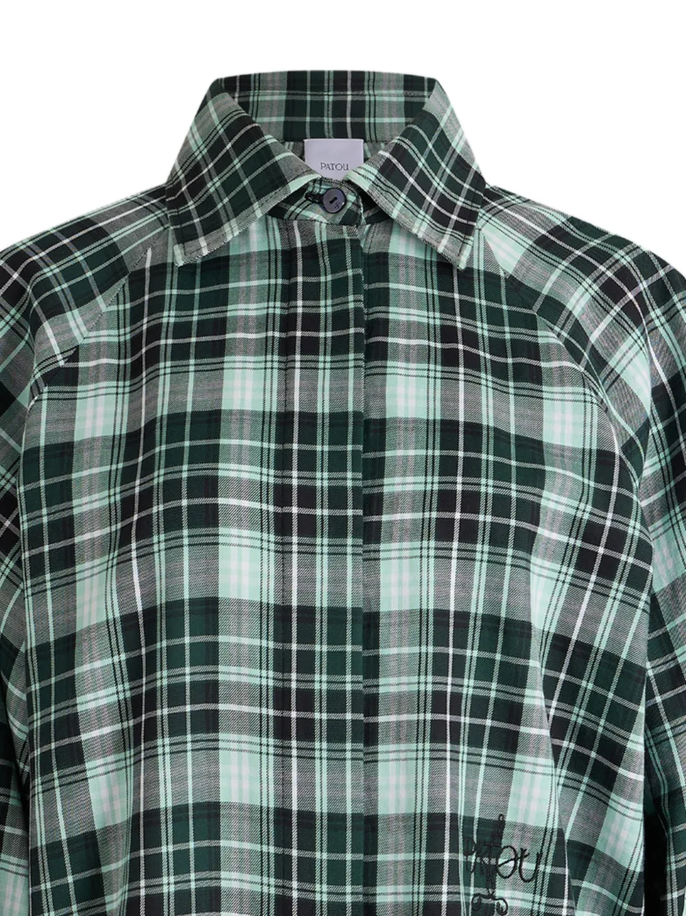 Patou Geruit blouse met strikmouwen Groen