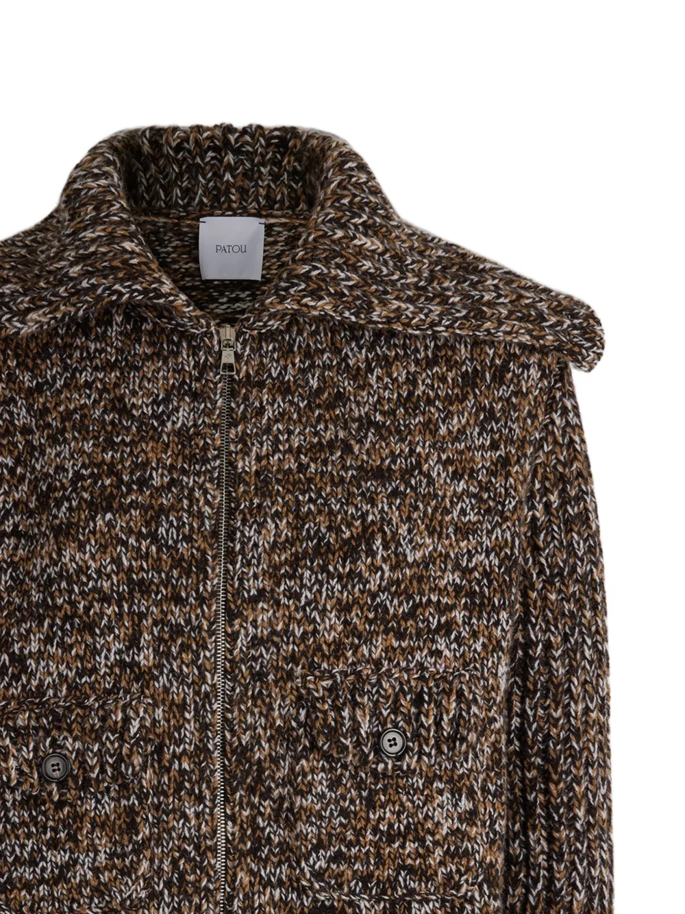 Patou Ribbed-knit Zipped Jacket in Brown, view 2