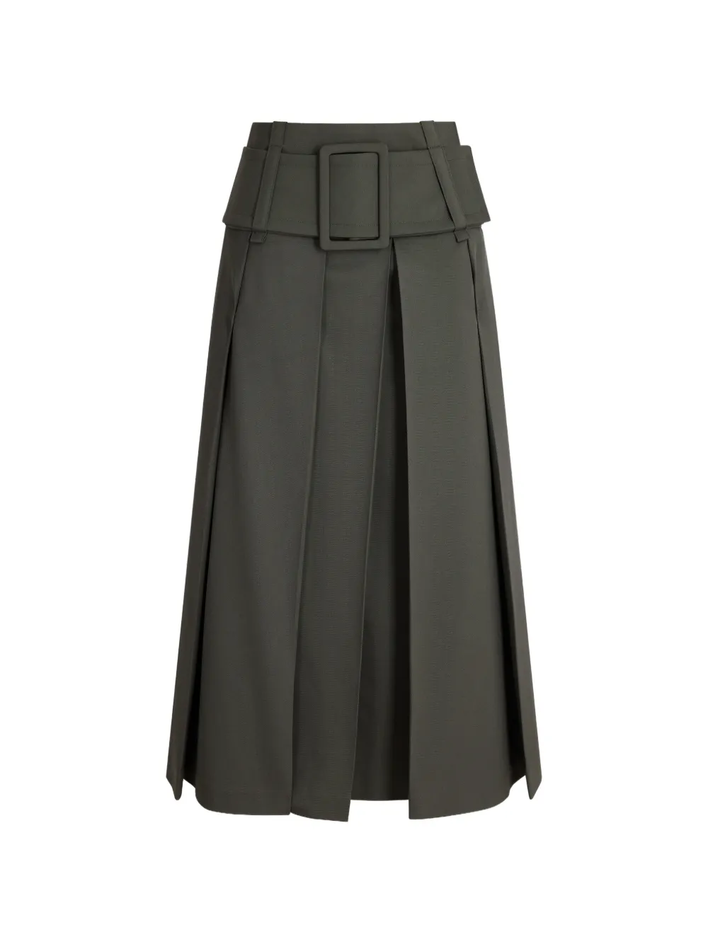 Patou belted pleated midi skirt - Verde