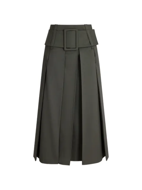 Patou belted pleated midi skirt