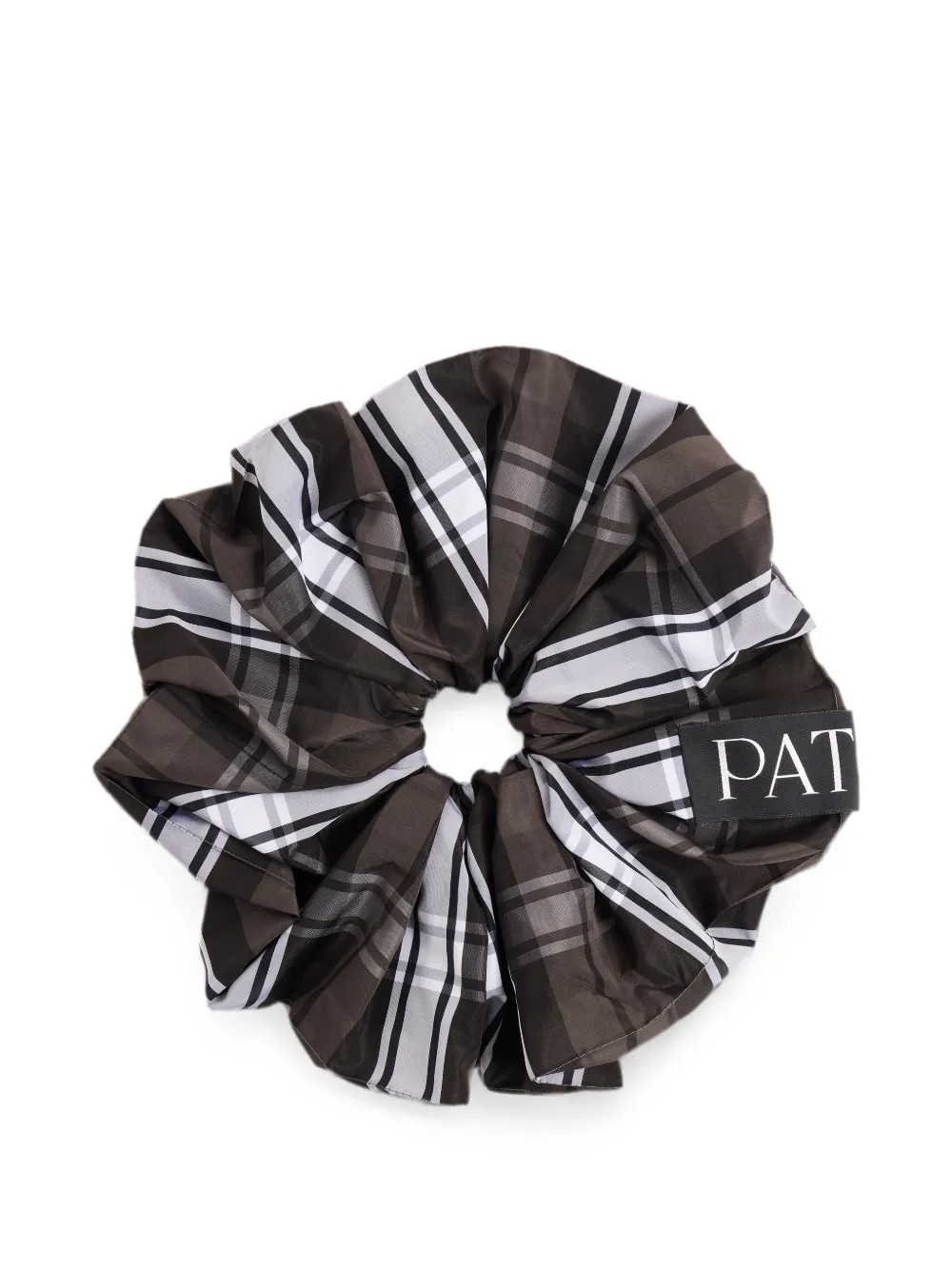 Patou volume check-pattern scrunchie - Marrone