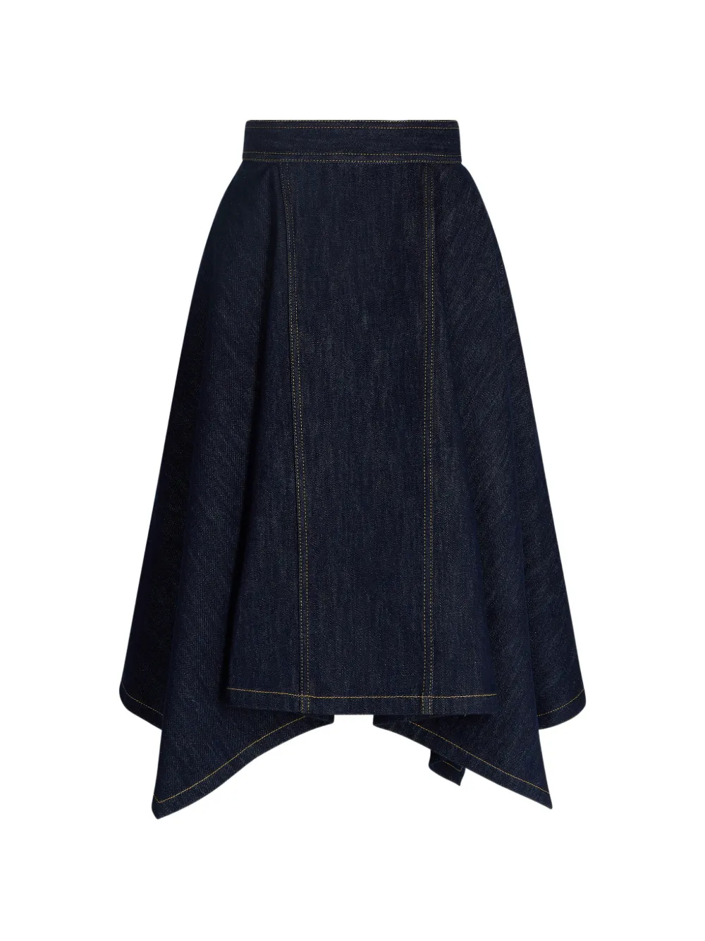 Patou Denim midi-rok met gingham ruit Blauw