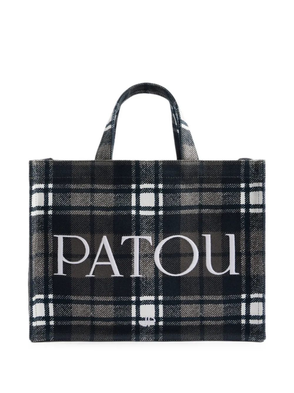 Patou Medium Check Logo-print Tote Bag In Gray