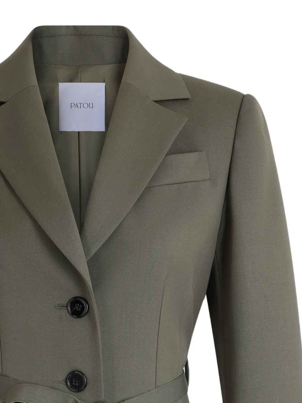 Patou Blazer met ceintuur en enkele rij knopen Groen