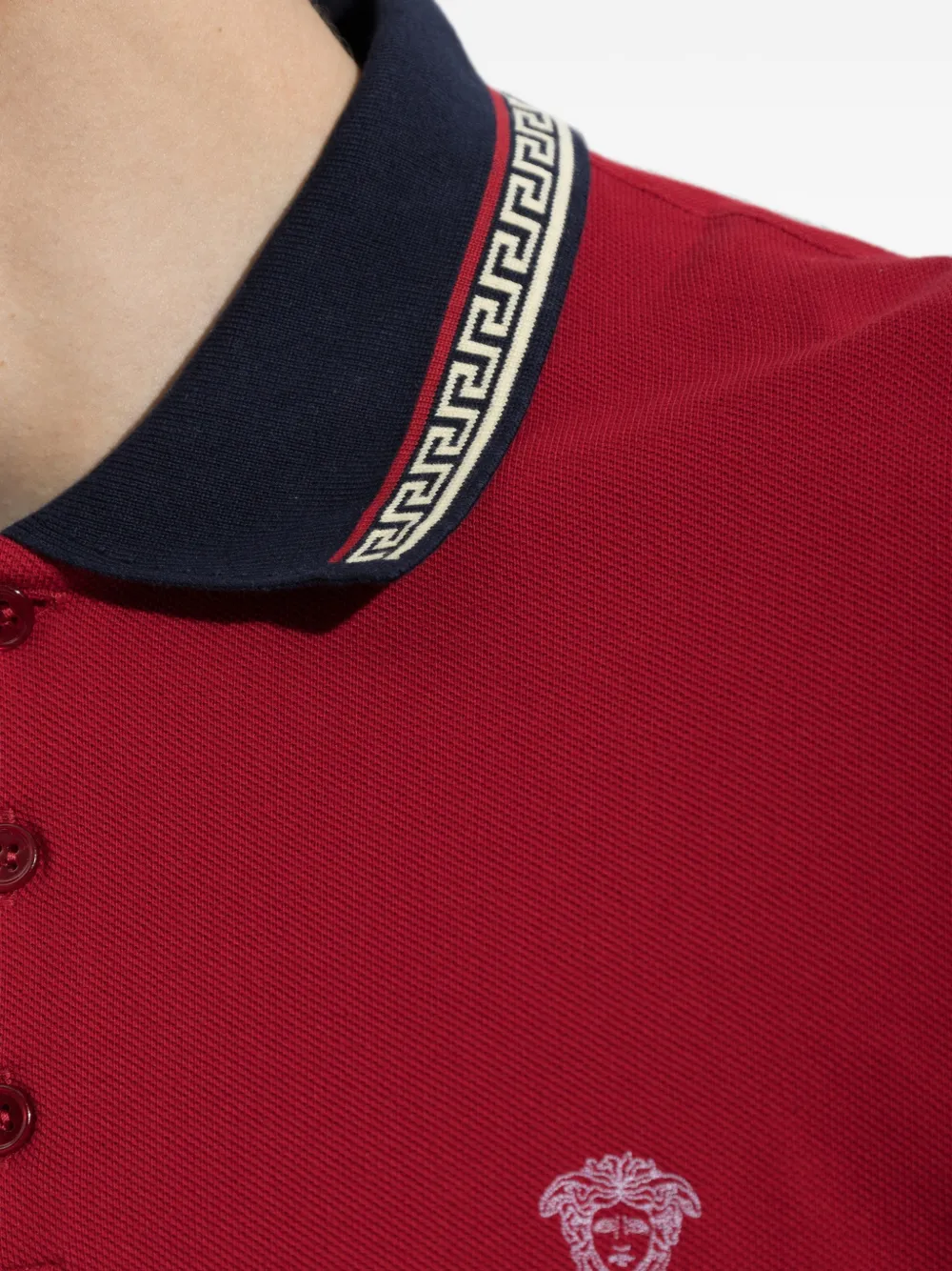 Versace Piqué katoenen poloshirt met geborduurd logo Rood