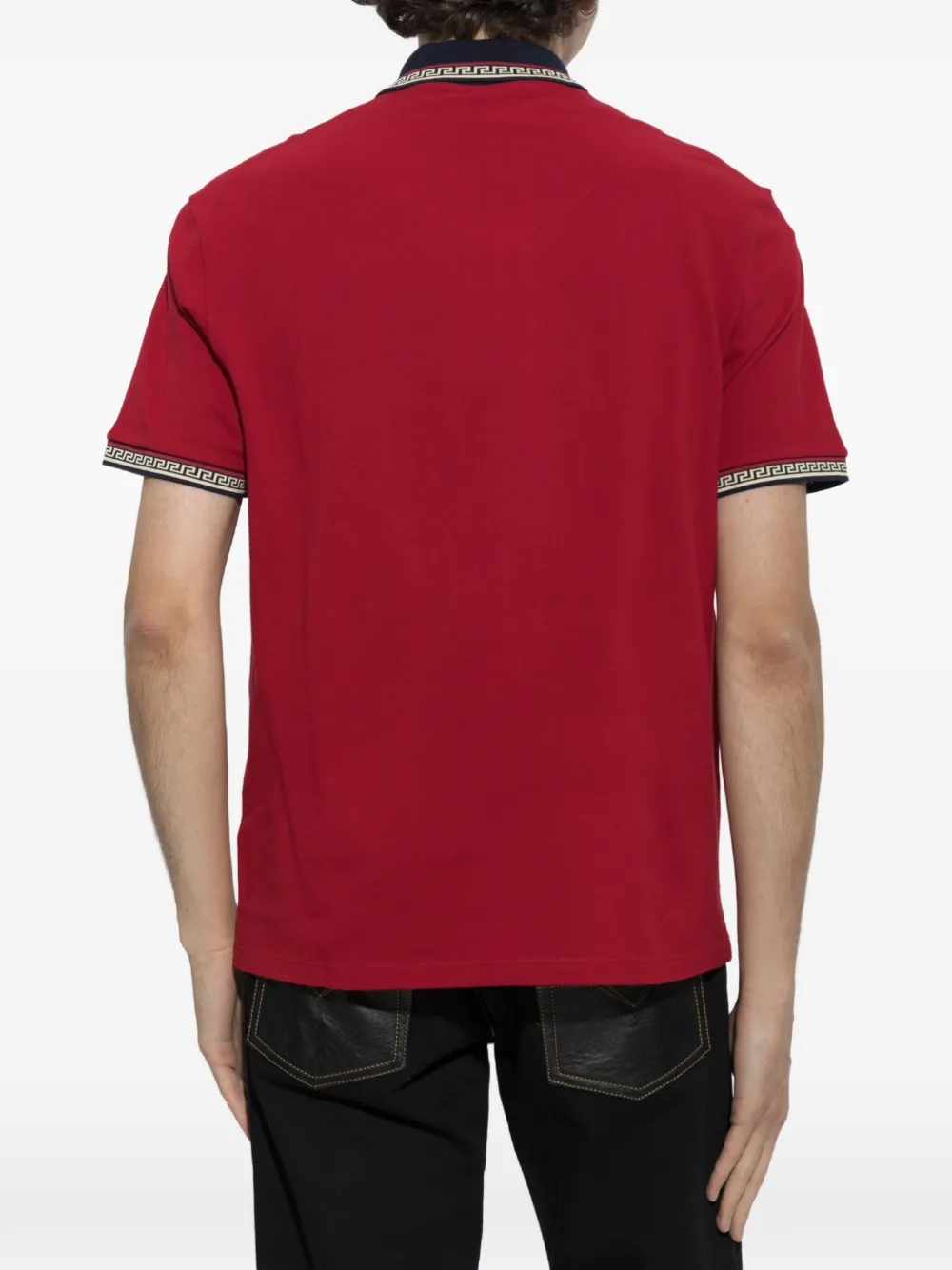 Versace Piqué katoenen poloshirt met geborduurd logo Rood