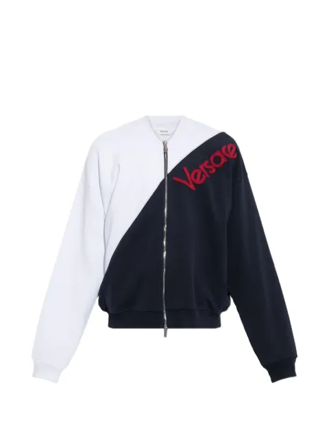 Versace logo-embroidered panelled sweater