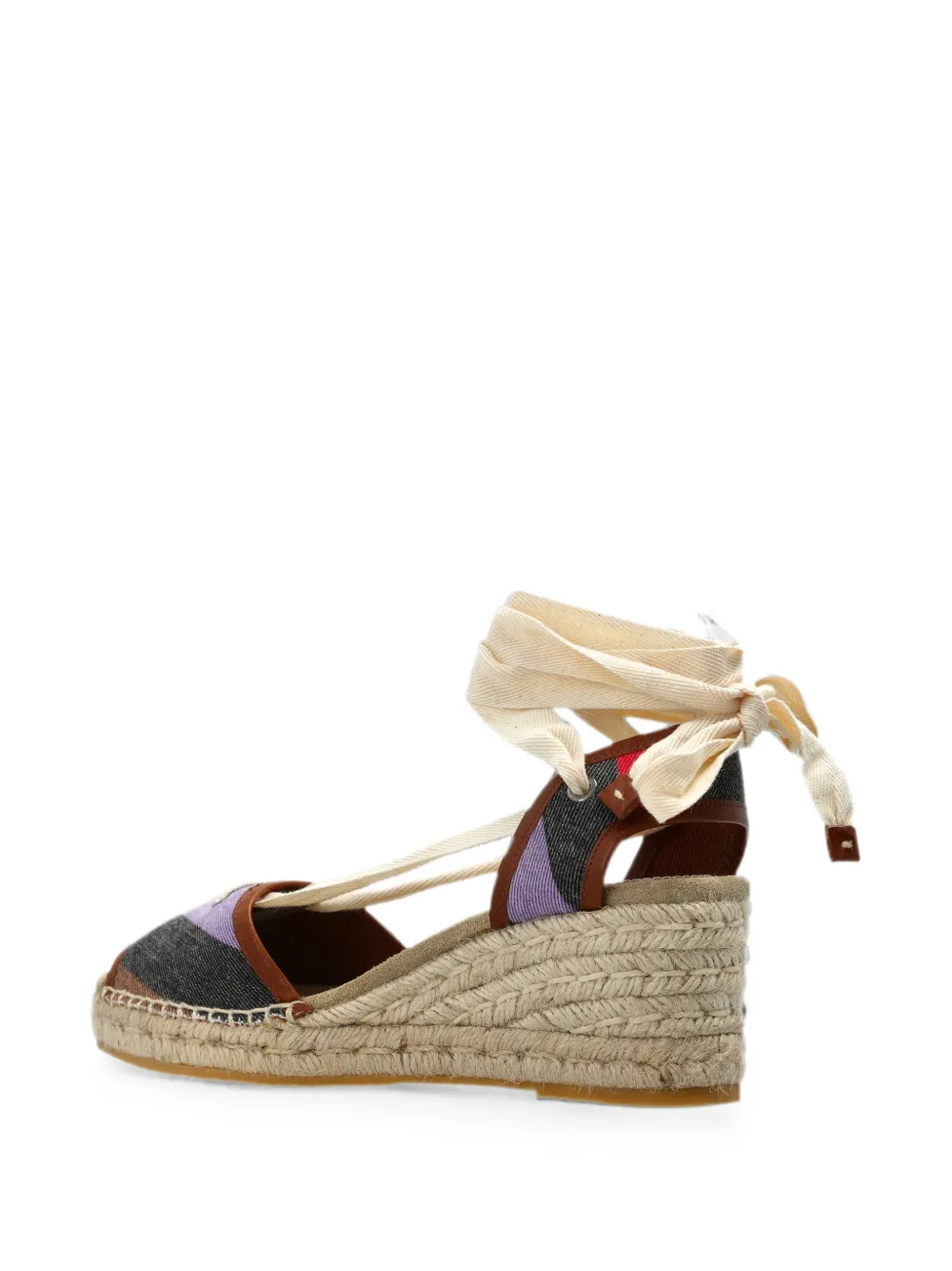 Versace Lola striped wedge sandals Zwart