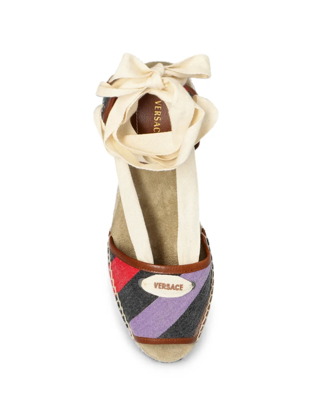 Versace Lola striped wedge sandals Zwart