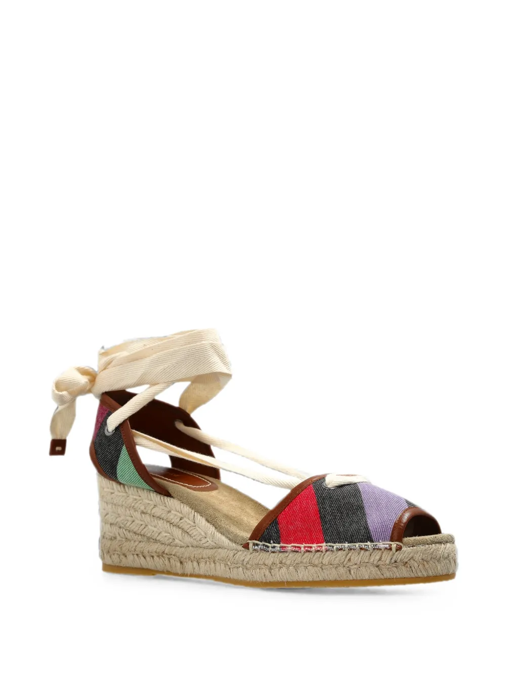 Versace Lola striped wedge sandals Zwart