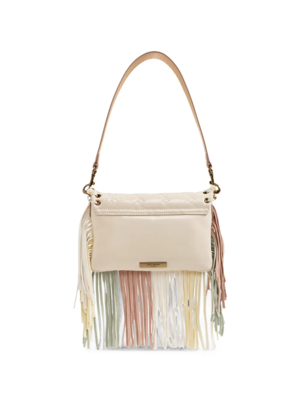 Kurt Geiger London Oxford schoudertas met franje afwerking Beige