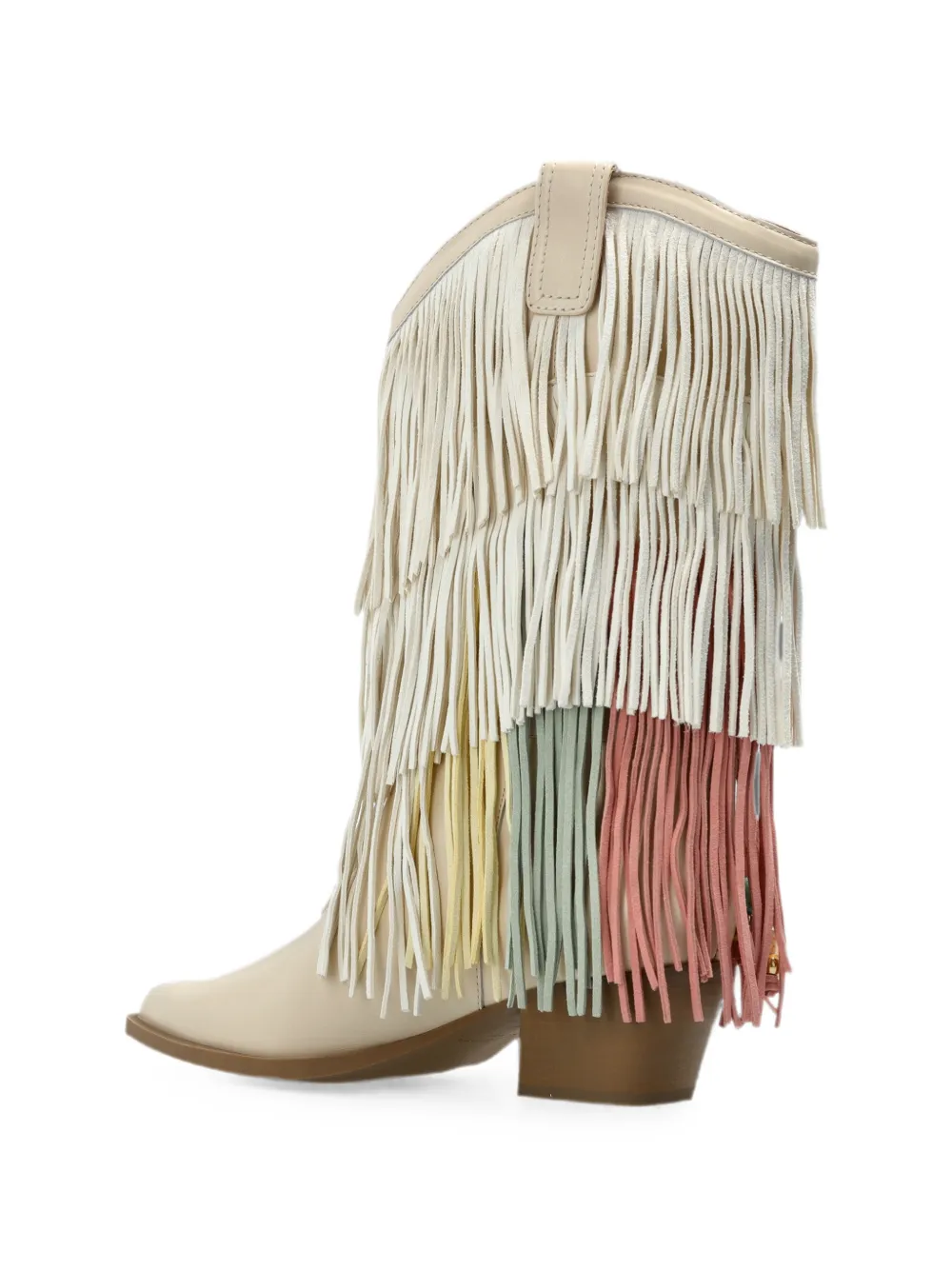 Kurt Geiger London fringe-trimmed beaded cowboy boots Beige