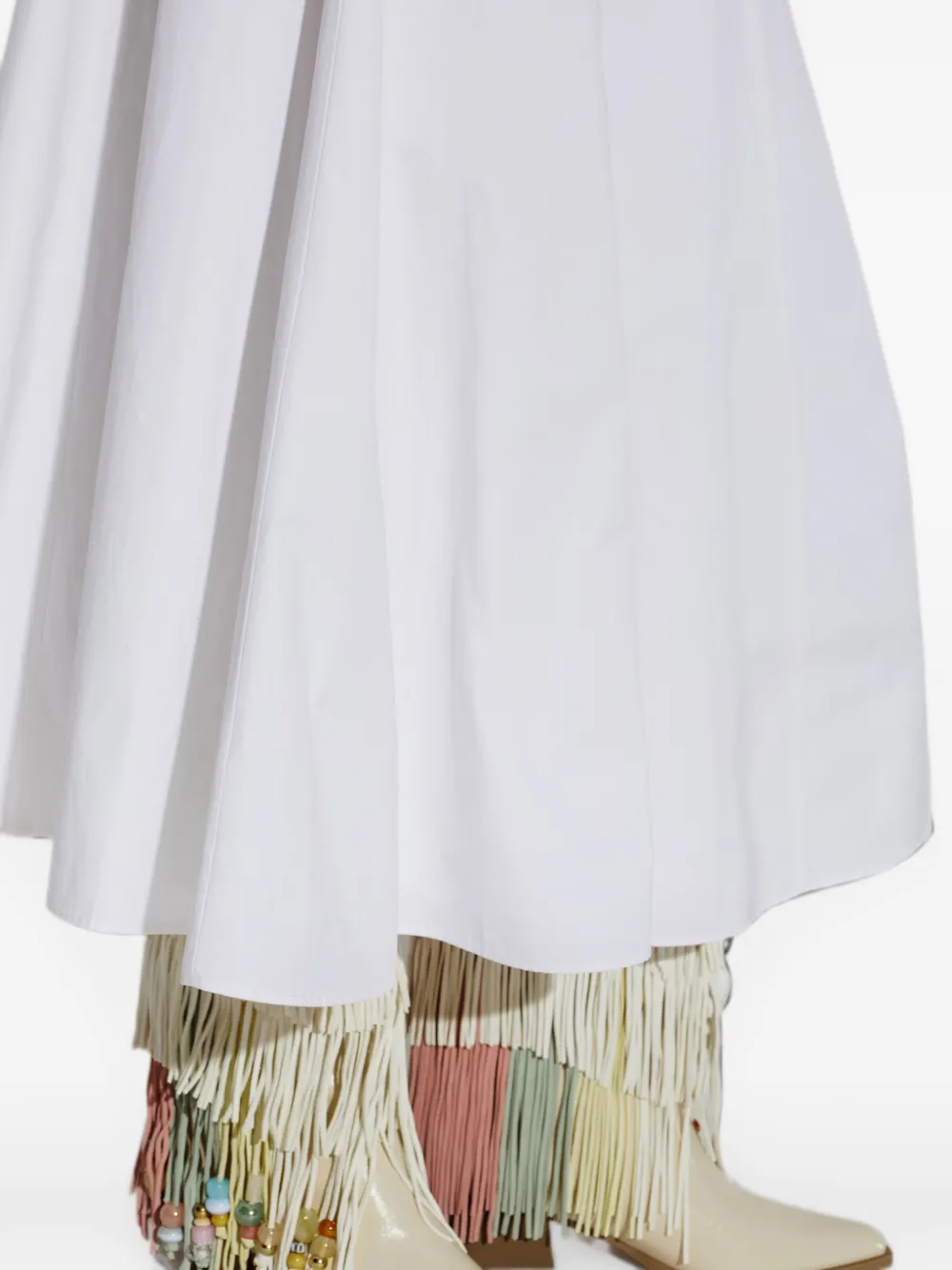 Kurt Geiger London fringe-trimmed beaded cowboy boots Beige