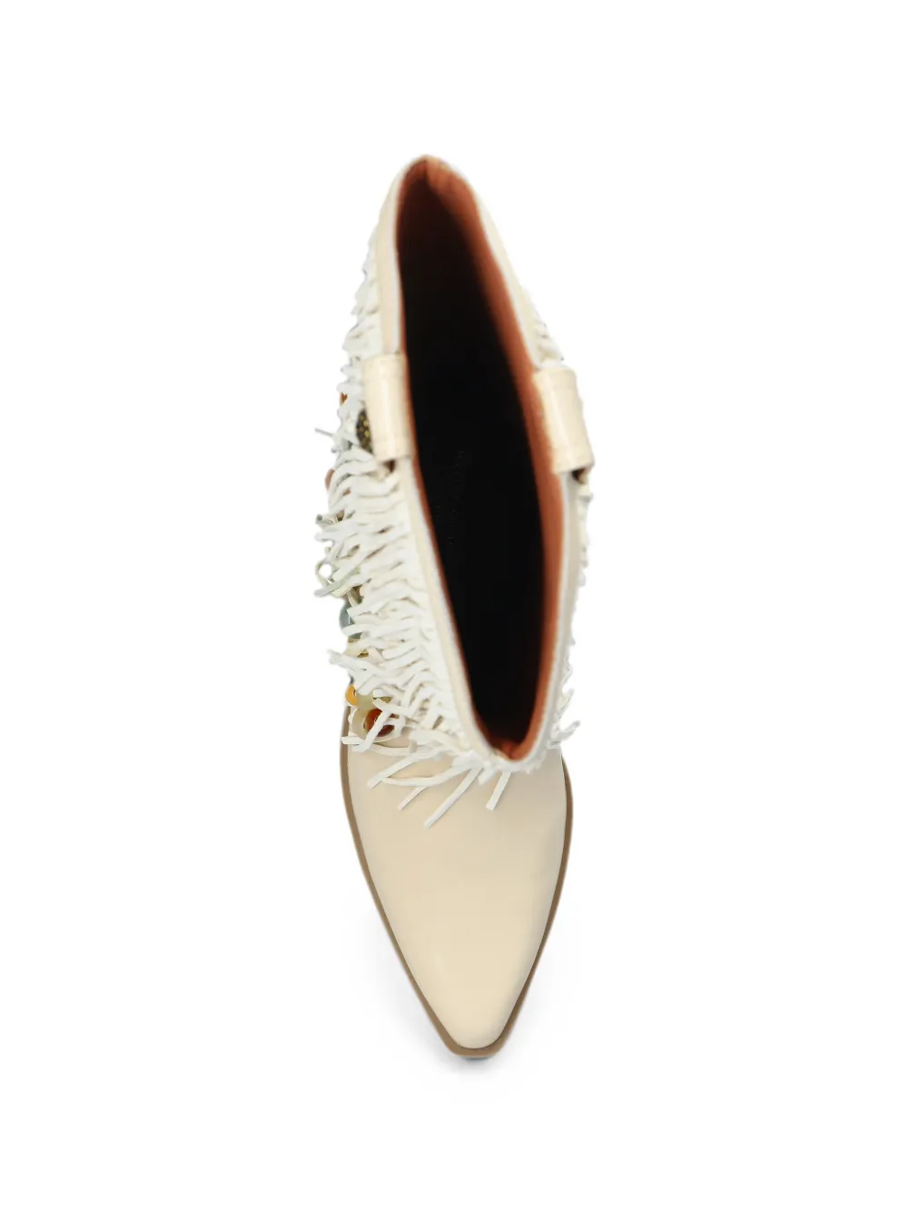 Kurt Geiger London fringe-trimmed beaded cowboy boots Beige