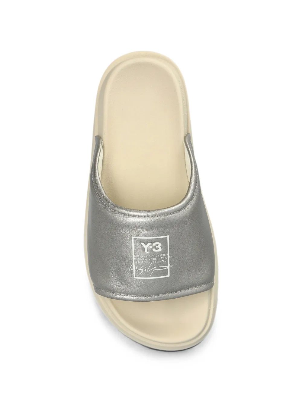 Y-3 logo-print leather sandals Zilver