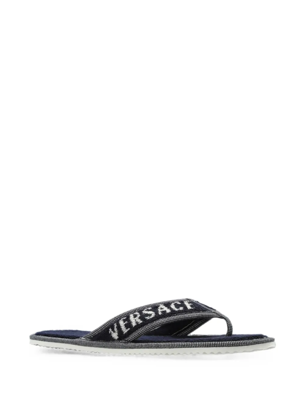 Versace Home logo-embroidered terry slippers Blauw