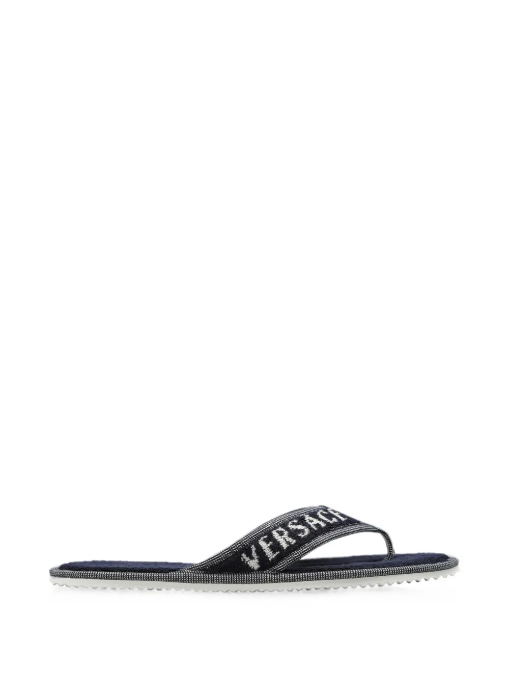 Versace Home logo-embroidered terry slippers - Blu
