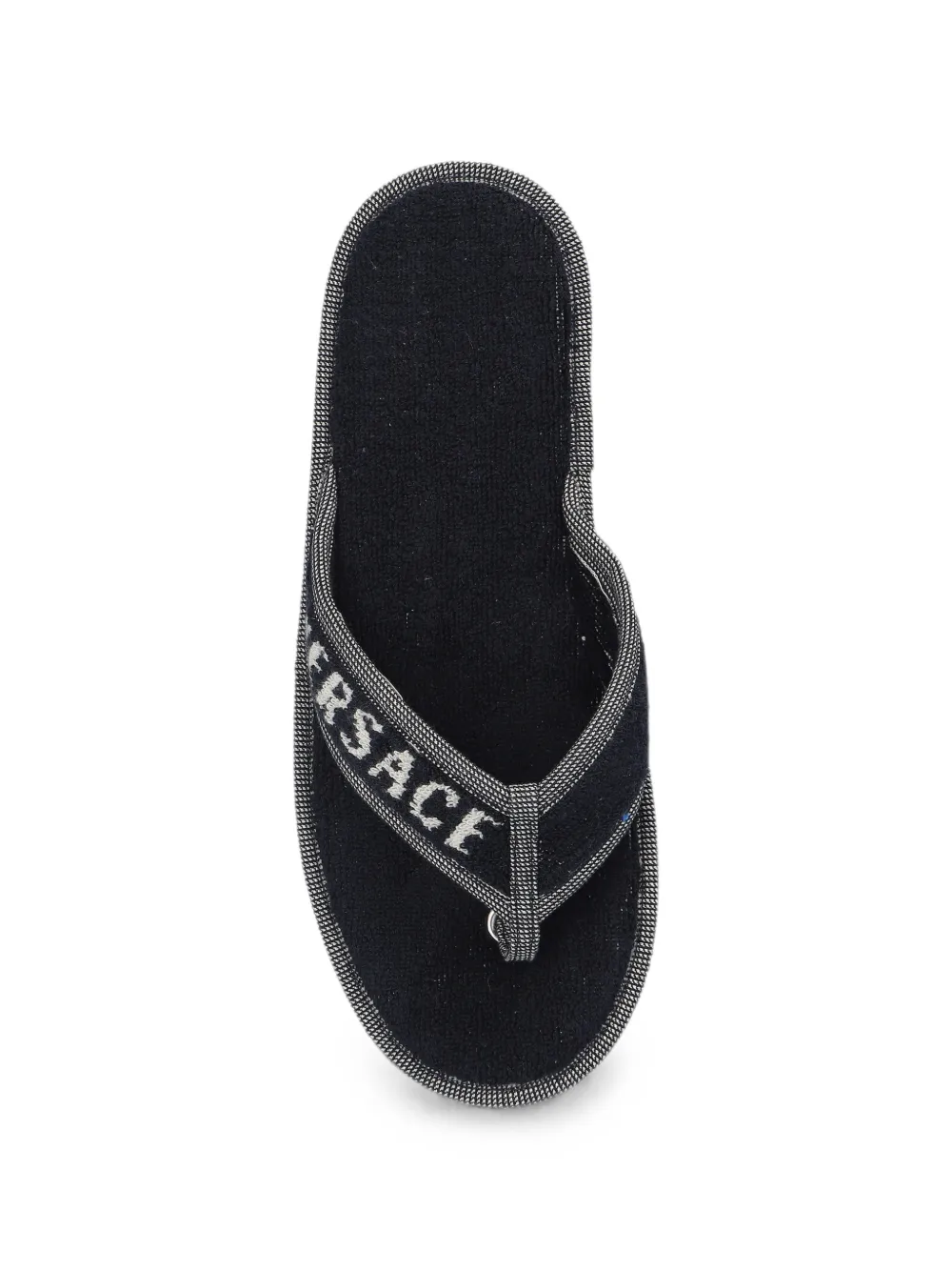 Versace Home logo-embroidered terry slippers Blauw