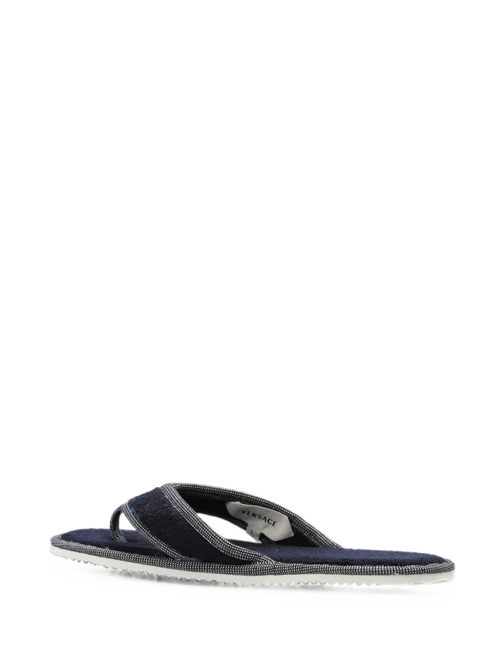 Versace Home logo-embroidered terry slippers Blauw