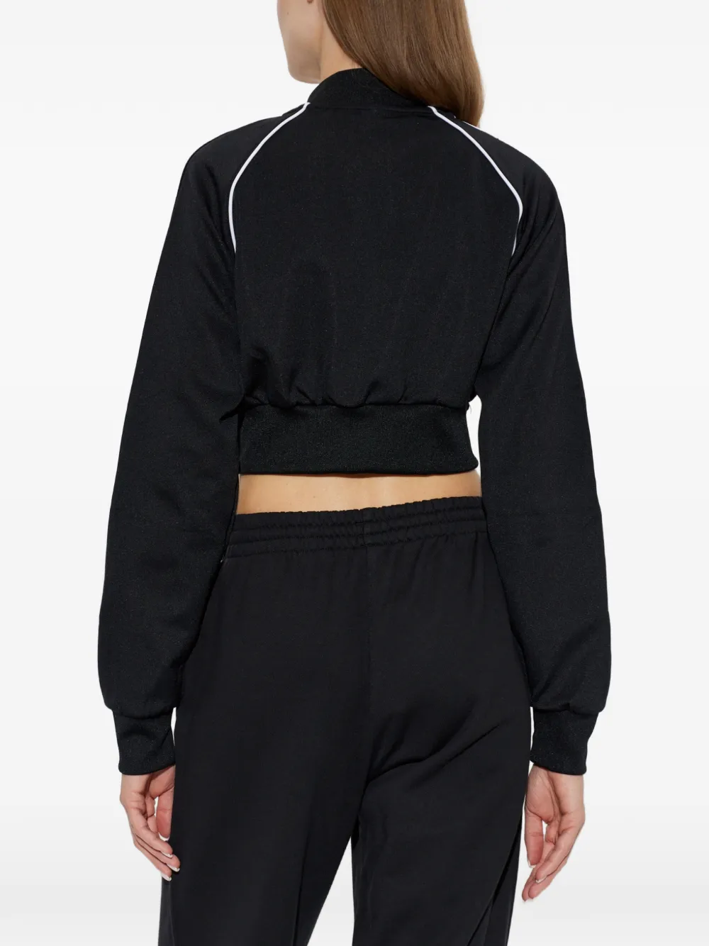adidas cropped side-stripe track jacket Zwart