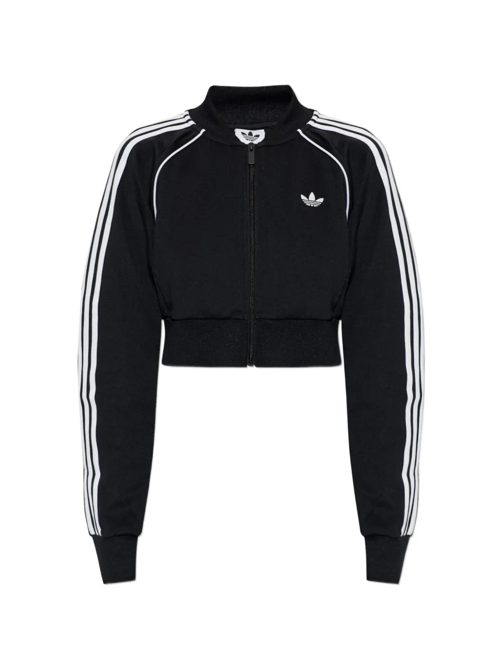 adidas cropped side-stripe track jacket Zwart